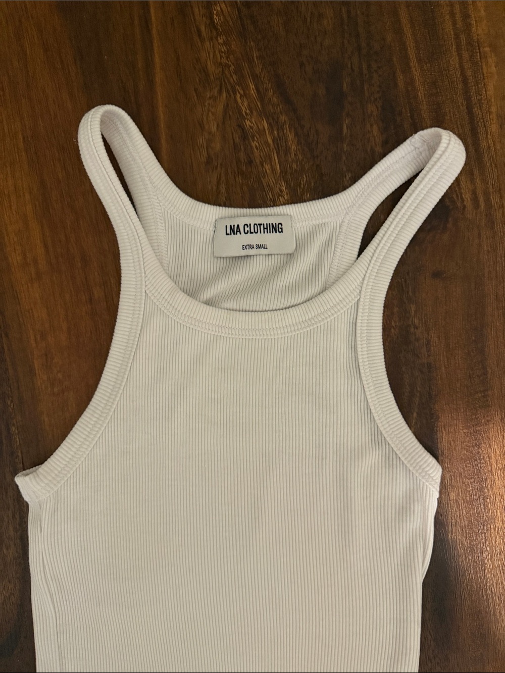 LNA White Ribbed Racerback Tank - Picture 4 of 4